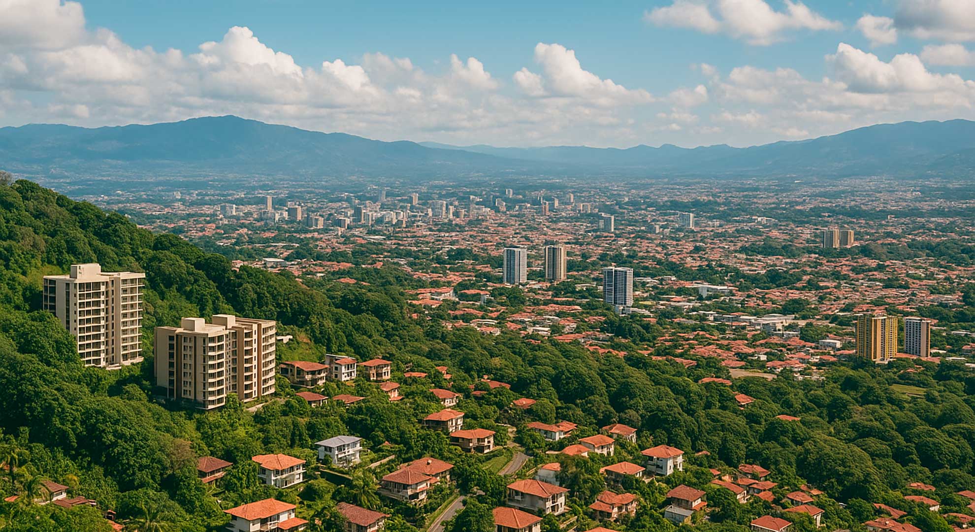 Панорама Центральной долины: Escazú, Santa Ana, Heredia