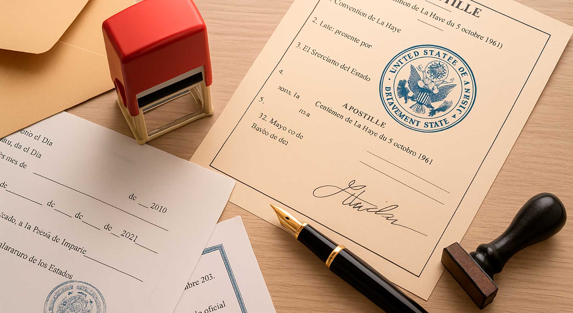Официальные документы с печатями и апостилем